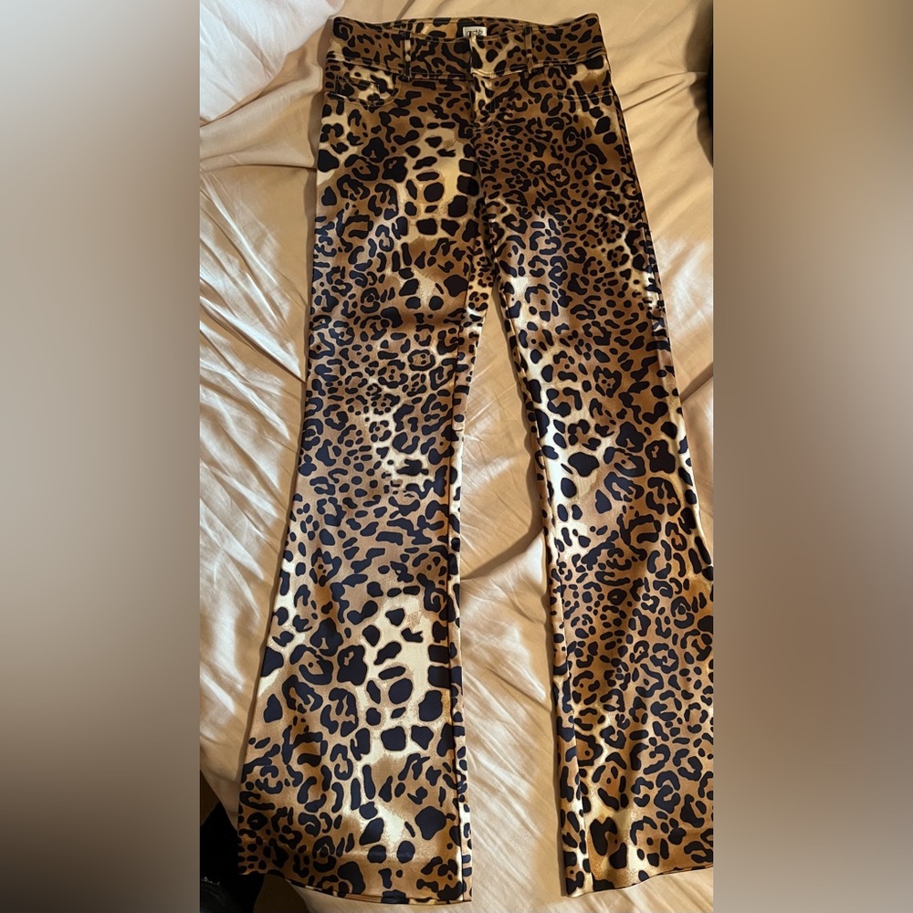 Satin leopard pants